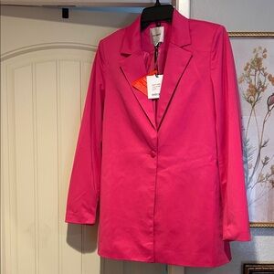 Hot Pink Women's Blazer Jacket - Classic Single-Button Coat